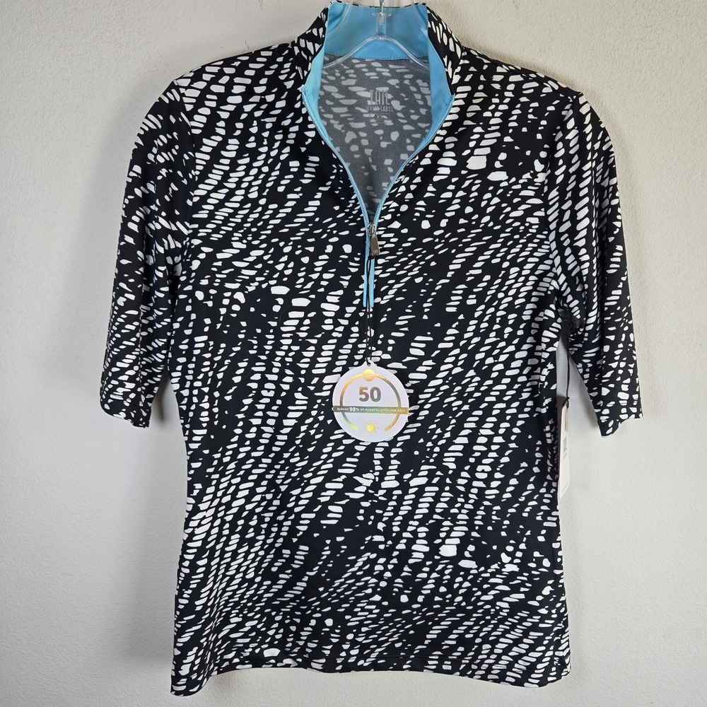 Women's Golf Tennis‎ Shirt Sz XS TAIL Black/White SS Top Pickleball MSRP $60
